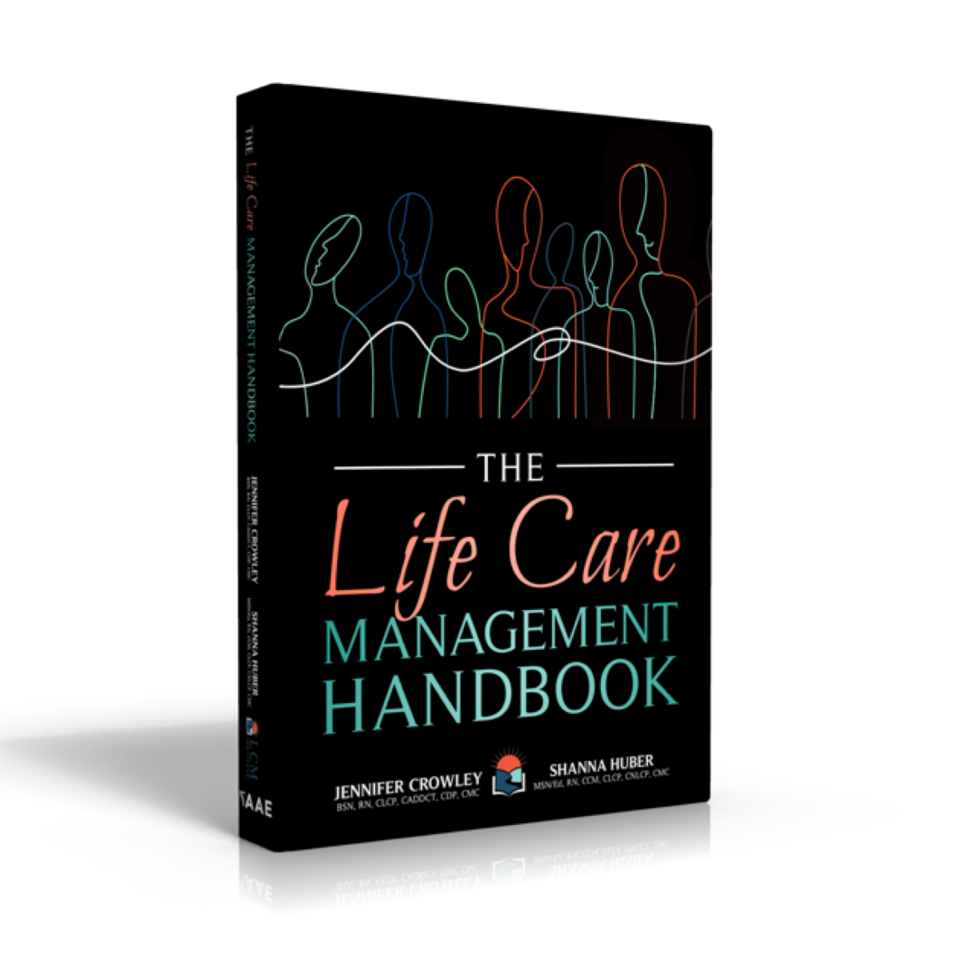 A book cover with the title of the life care management handbook.