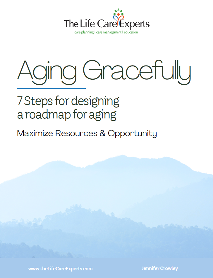 A blue and white cover of the book aging gracefully